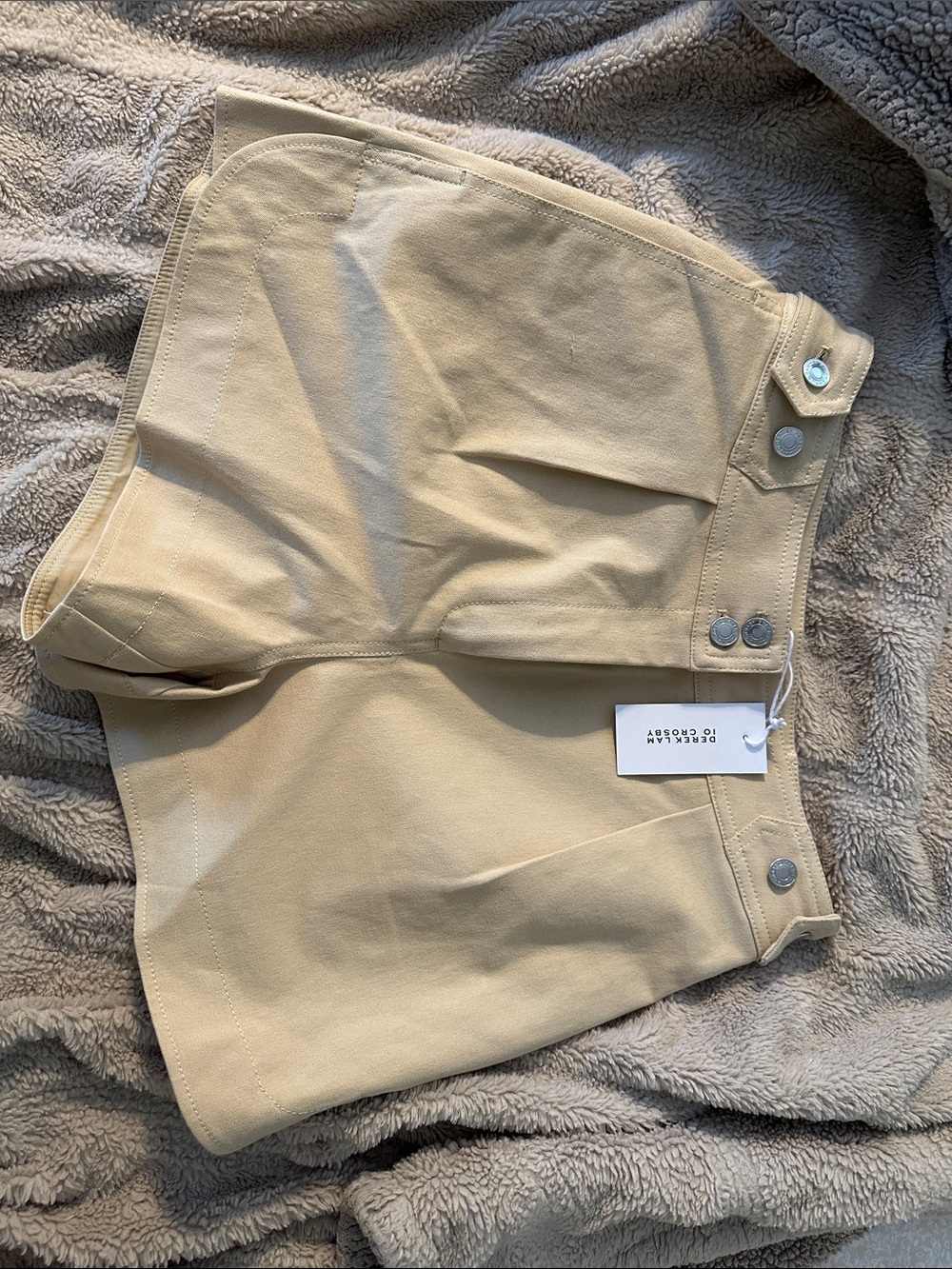 Derek Lam Cropped Beige Button-Front Shorts